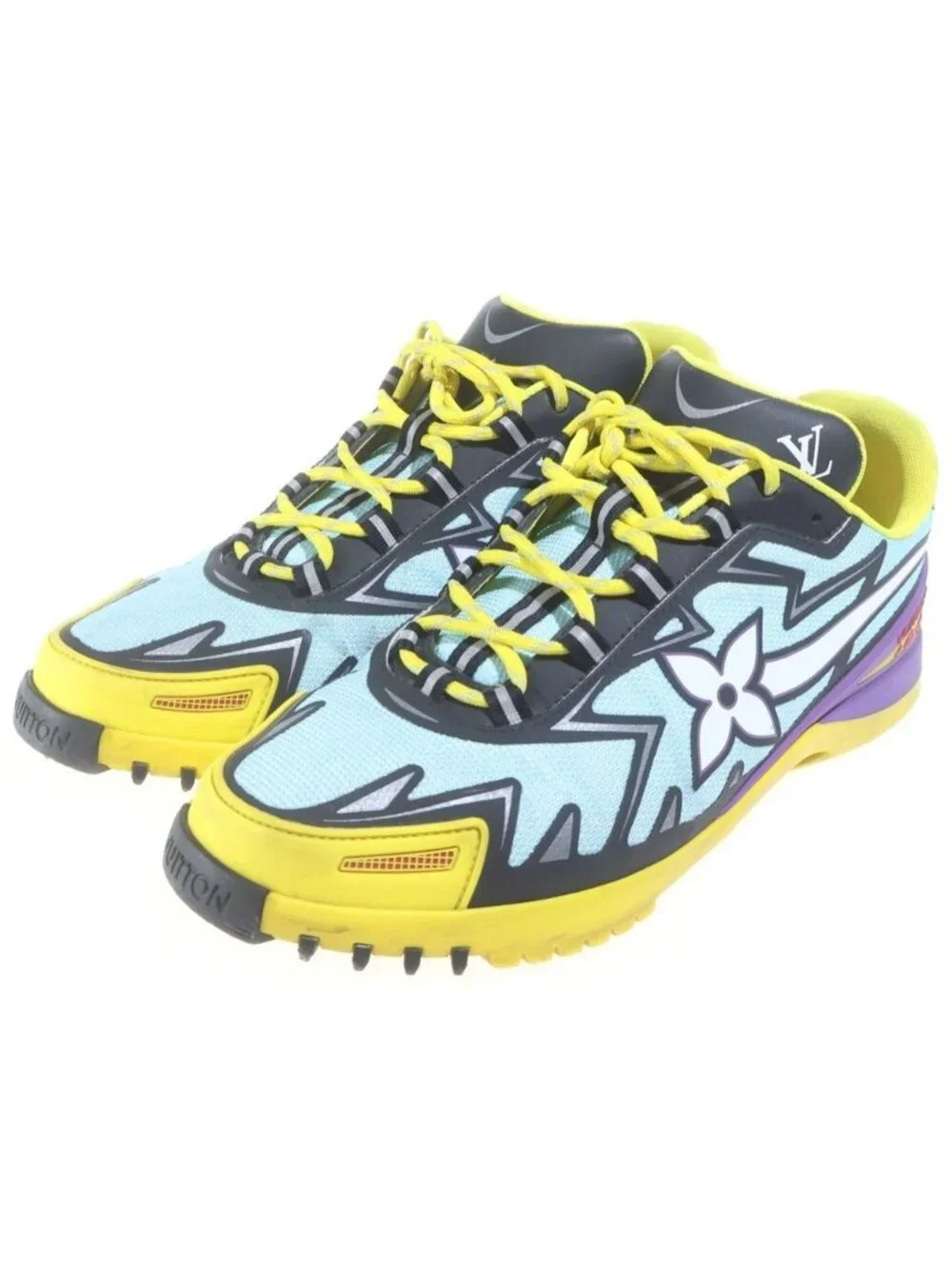 Louis Vuitton Sprint Line Low Cut Sneakers Yellow Light Blue 7.5